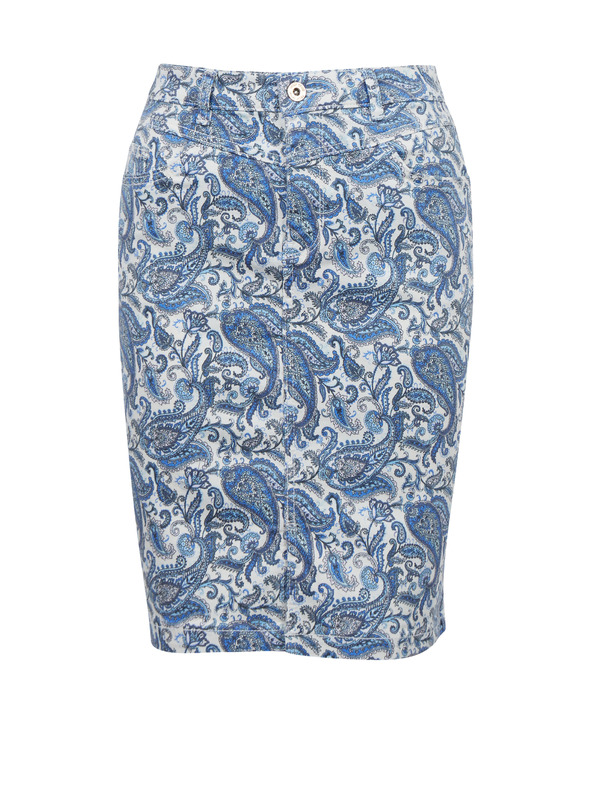 Orsay Modrá dámska vzorovaná džínsová sukňa ORSAY