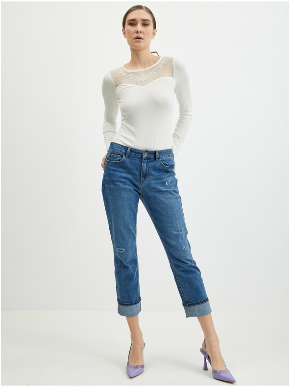 Orsay Krémové dámske body s čipkou ORSAY