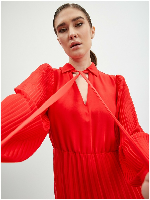 Orsay Červené dámske plisované midi šaty ORSAY