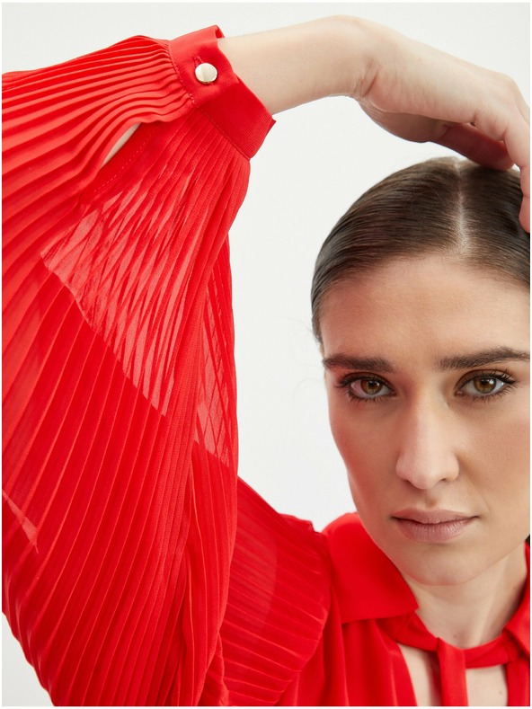 Orsay Červené dámske plisované midi šaty ORSAY