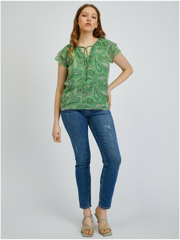 Orsay Zelená dámska vzorovaná blúzka ORSAY