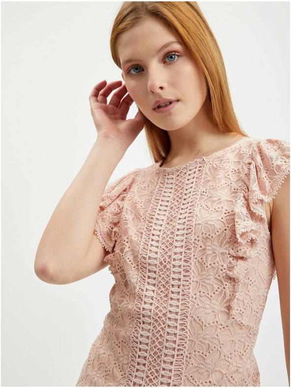 Orsay Svetloružová dámska čipkovaná blúzka ORSAY