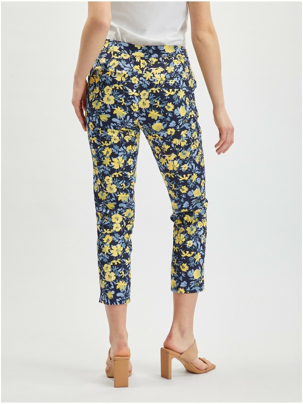 Orsay Žlto-modré dámske orezané nohavice s kvetinovým vzorom ORSAY