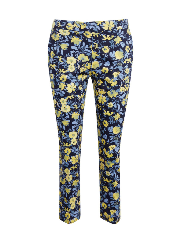 Orsay Žlto-modré dámske orezané nohavice s kvetinovým vzorom ORSAY