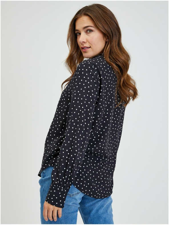 Orsay Čierna dámska bodkovaná košeľa ORSAY