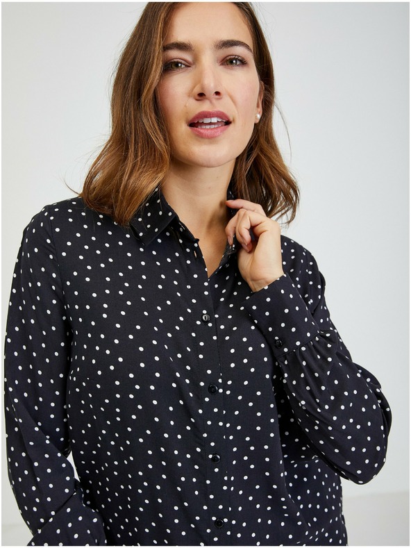 Orsay Čierna dámska bodkovaná košeľa ORSAY