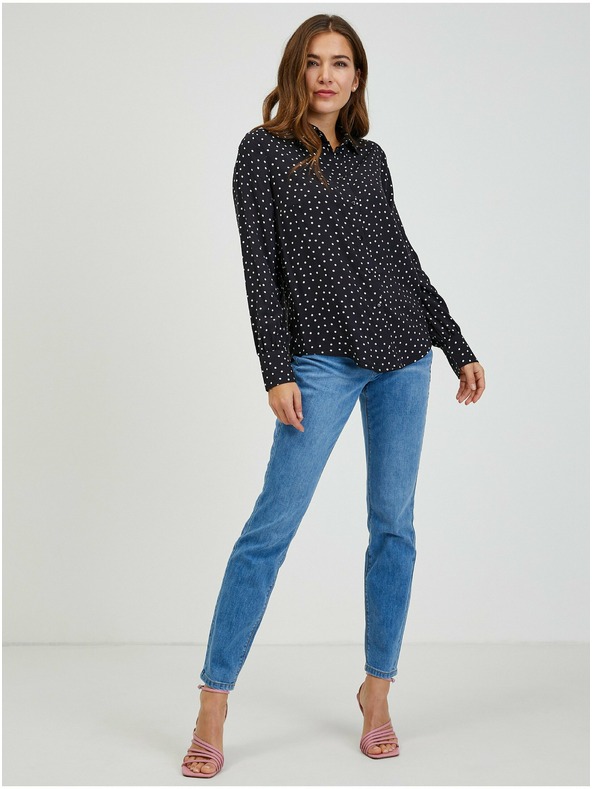 Orsay Čierna dámska bodkovaná košeľa ORSAY