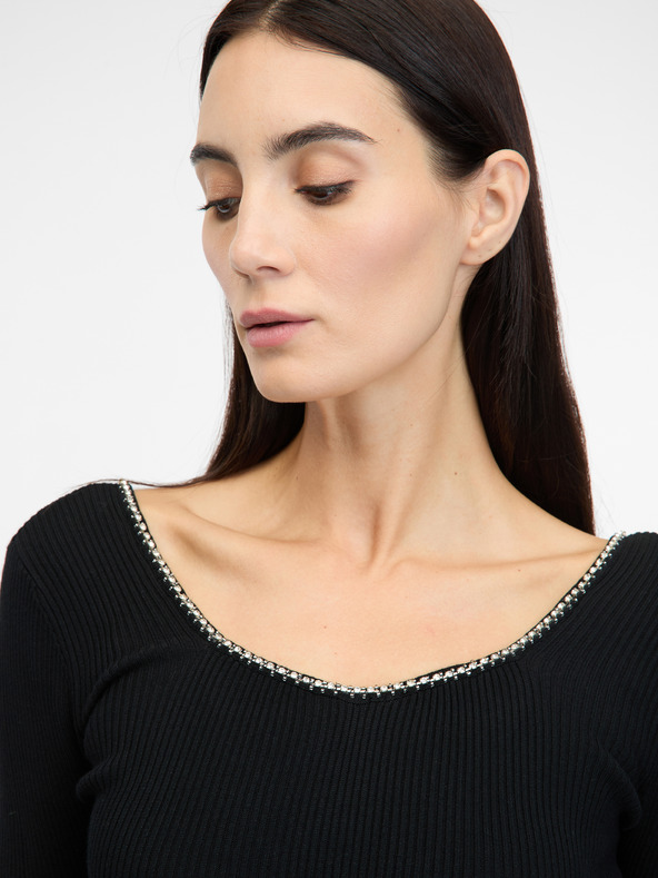 Orsay Čierne dámske šaty ku kolenám ORSAY