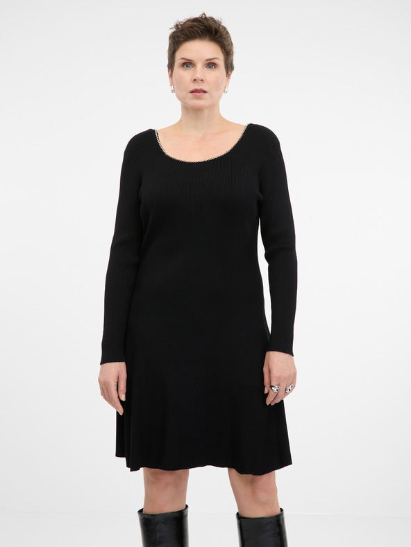 Orsay Čierne dámske šaty ku kolenám ORSAY