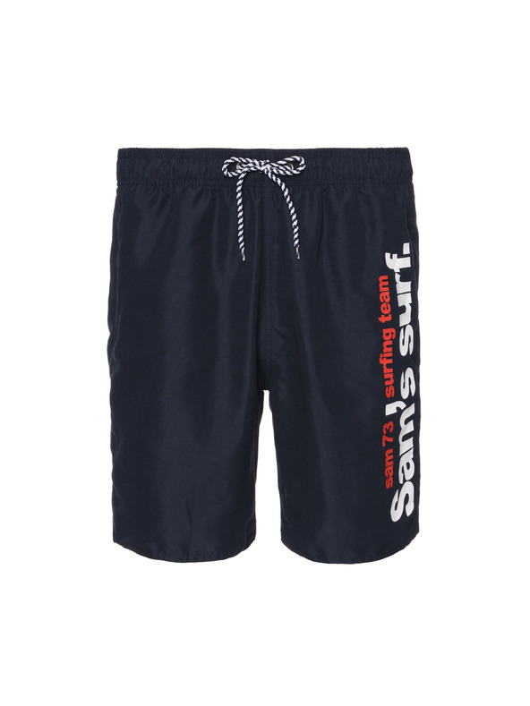 Sam 73 Tmavomodré pánske plavecké šortky s potlačou SAM 73