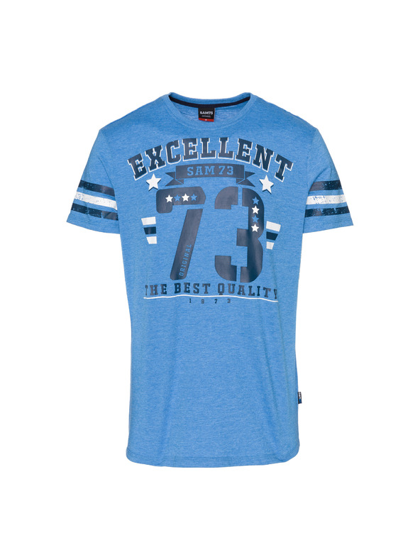 Sam 73 Modré pánske tričko s potlačou SAM 73