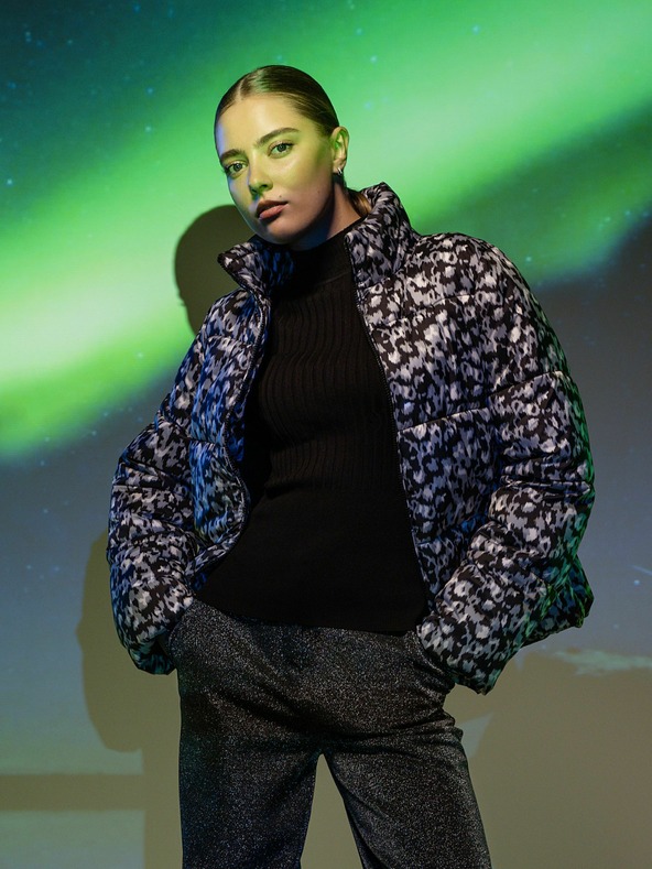 Orsay Šedo-čierna dámska vzorovaná prešívaná bunda ORSAY