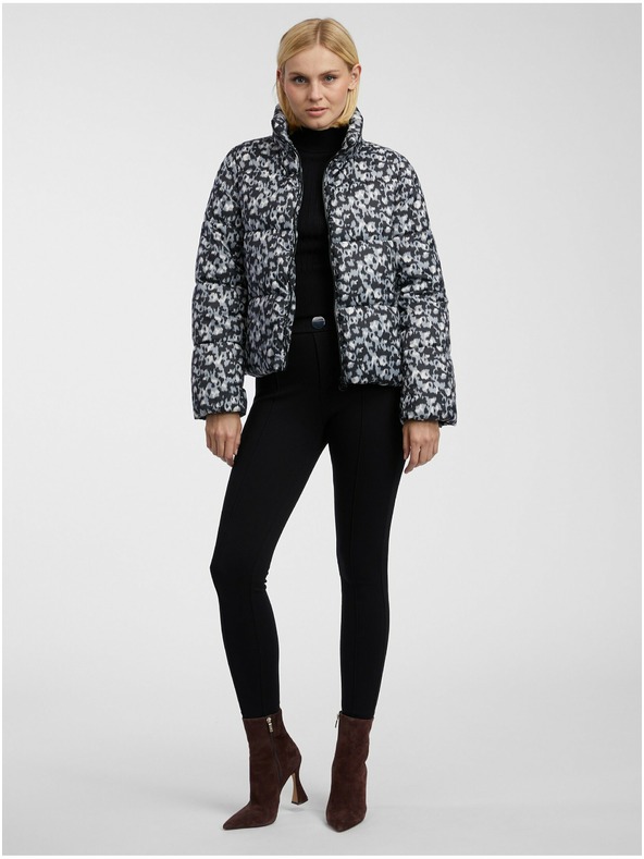 Orsay Šedo-čierna dámska vzorovaná prešívaná bunda ORSAY