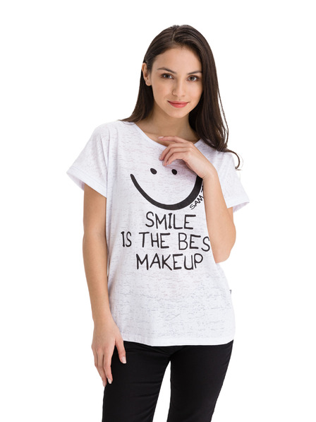 Sam 73 Biele dámske tričko s potlačou SAM 73