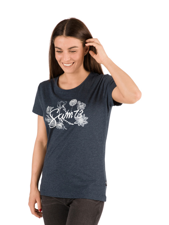 Sam 73 Tmavomodré dámske tričko s potlačou SAM 73