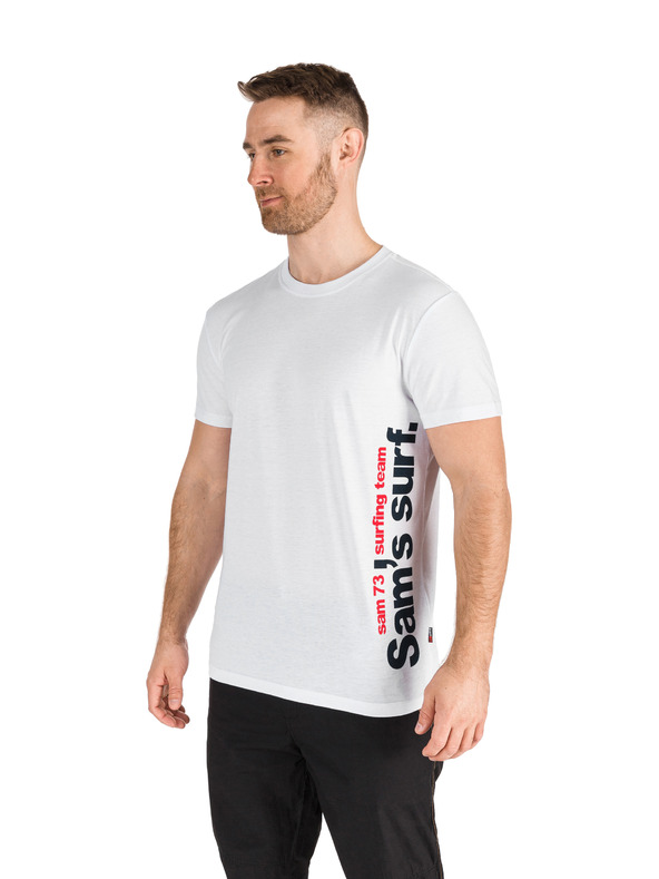 Sam 73 Biele pánske tričko s potlačou SAM 73