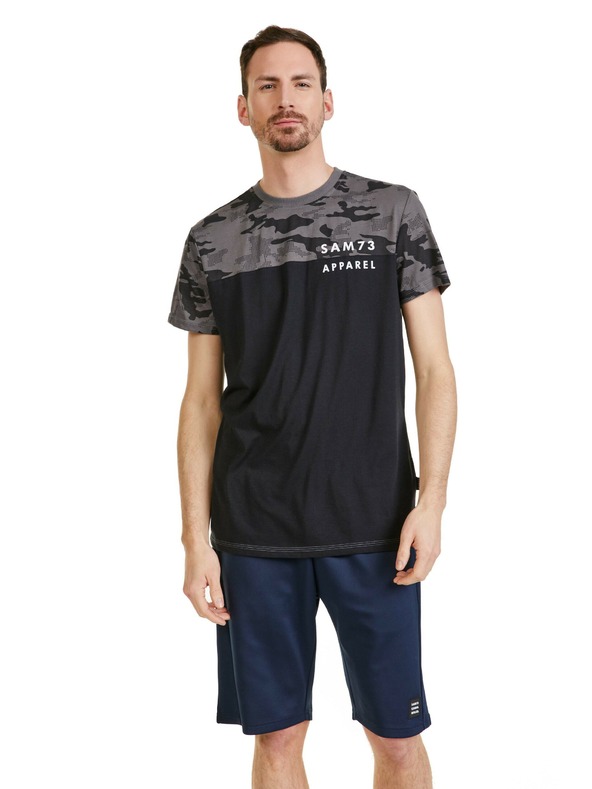 Sam 73 Čiernošedé pánske vzorované tričko SAM 73 Jeff