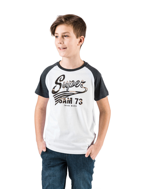 Sam 73 Čiernobiele chlapčenské tričko s potlačou SAM 73
