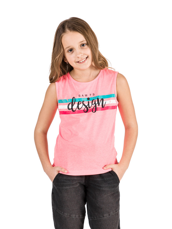 Sam 73 Ružové dievčenské tielko s potlačou SAM 73