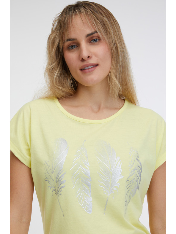Sam 73 Svetložlté dámske základné tričko SAM 73 Clorinda