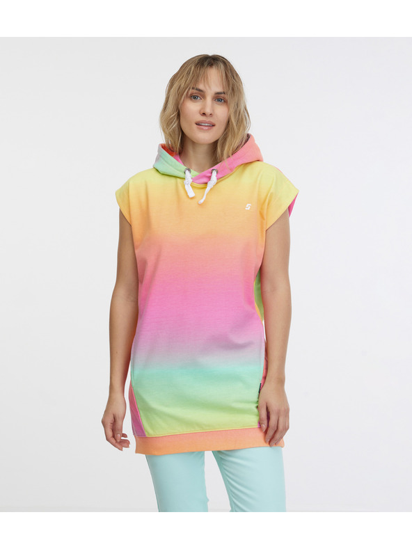 Sam 73 Žlto-ružové dámske mikinové šaty s krátkym rukávom SAM 73 Mabel