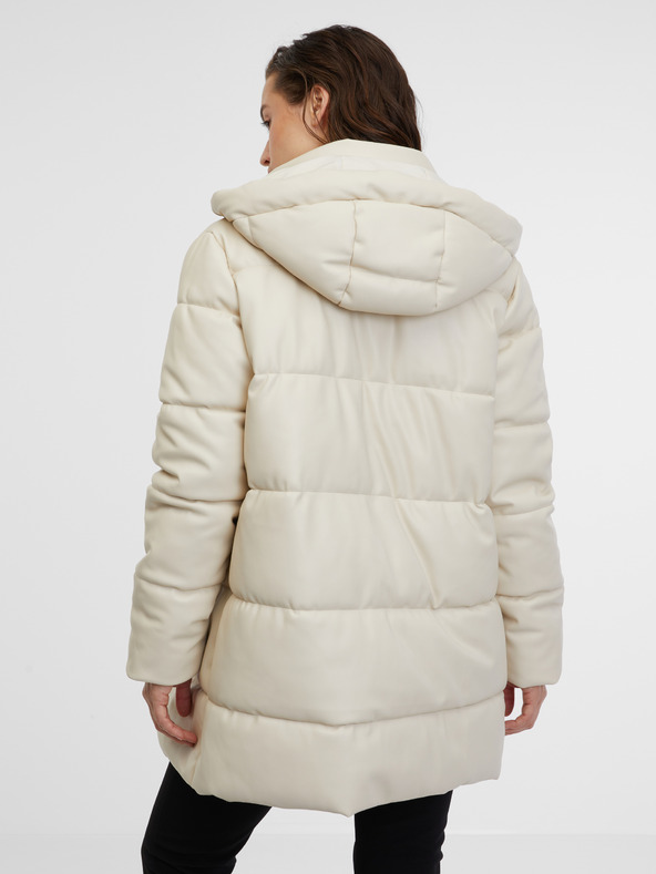 Orsay Krémový dámsky prešívaný koženkový kabát ORSAY