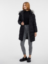 Orsay Čierný dámský prešívaný kabát s umelým kožúškom ORSAY