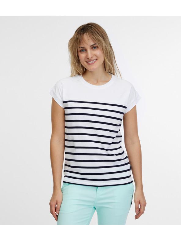 Sam 73 Biele dámske pruhované tričko SAM 73 Mercedes