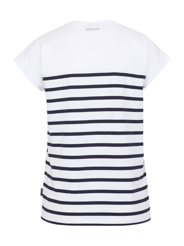 Sam 73 Biele dámske pruhované tričko SAM 73 Mercedes
