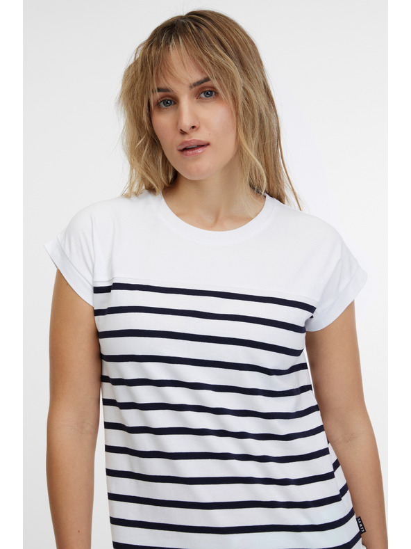 Sam 73 Biele dámske pruhované tričko SAM 73 Mercedes