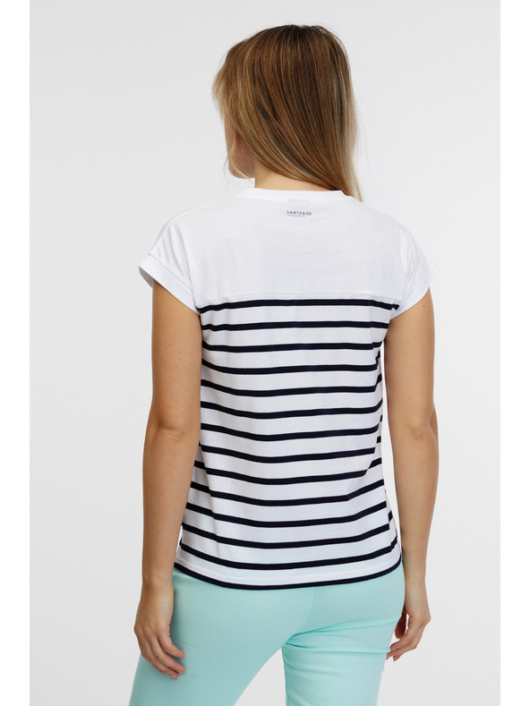 Sam 73 Biele dámske pruhované tričko SAM 73 Mercedes