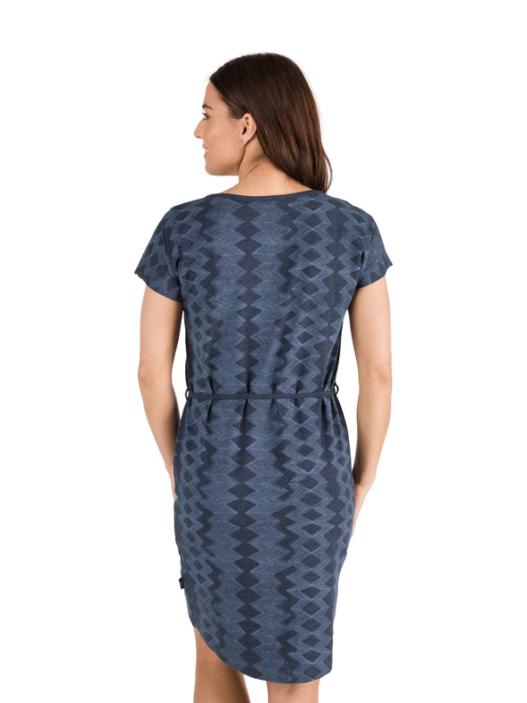 Sam 73 Tmavomodré dámske vzorované šaty s viazankou SAM 73
