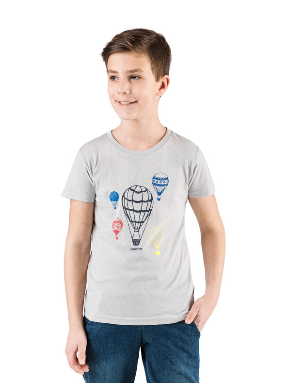 Sam 73 Svetlosivé chlapčenské tričko s potlačou SAM 73