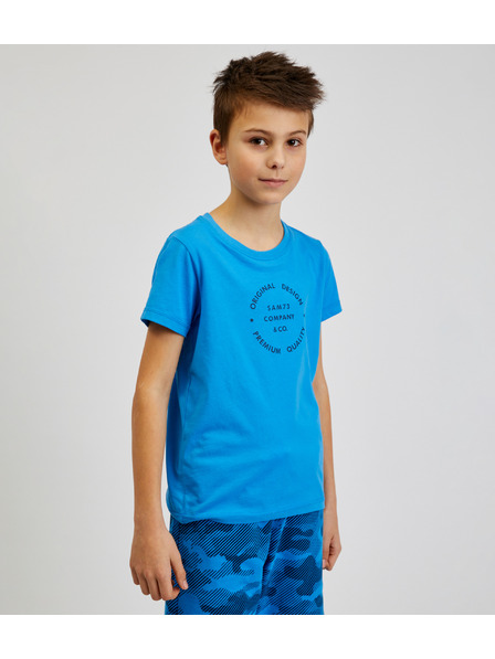 Sam 73 Modré chlapčenské bavlnené tričko s potlačou SAM73 Pyrop