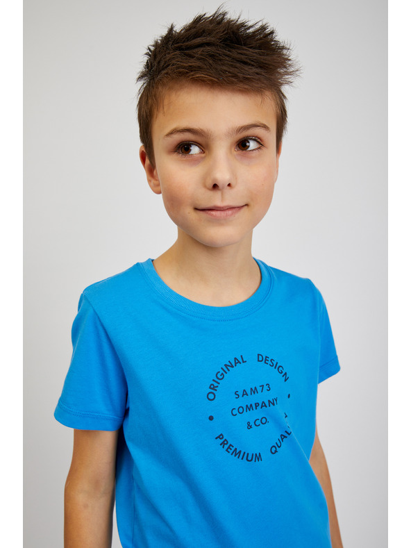Sam 73 Modré chlapčenské bavlnené tričko s potlačou SAM73 Pyrop