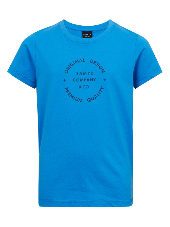 Sam 73 Modré chlapčenské bavlnené tričko s potlačou SAM73 Pyrop