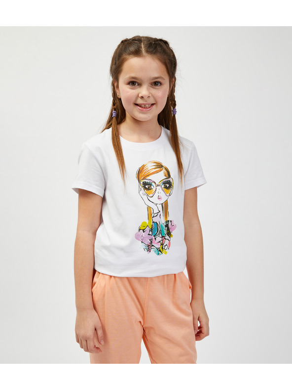 Sam 73 Biele dievčenské tričko s potlačou SAM73 Mora