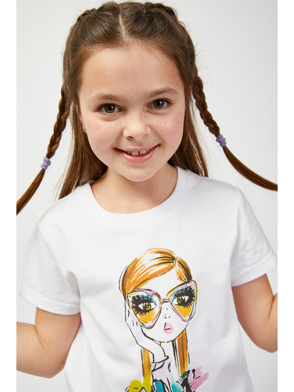 Sam 73 Biele dievčenské tričko s potlačou SAM73 Mora