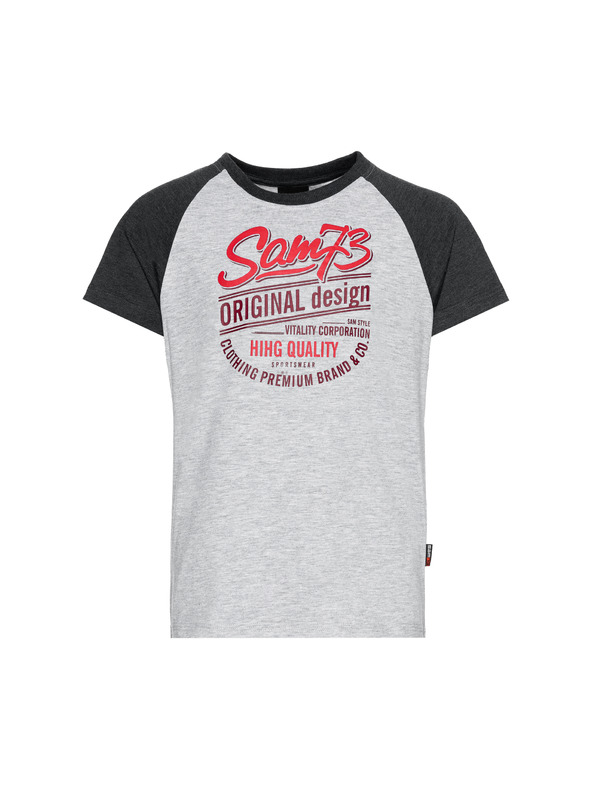 Sam 73 Šedé chlapčenské tričko s potlačou SAM 73