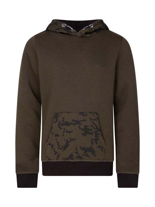 Sam 73 Khaki chlapčenská vzorovaná mikina s kapucňou SAM 73 William