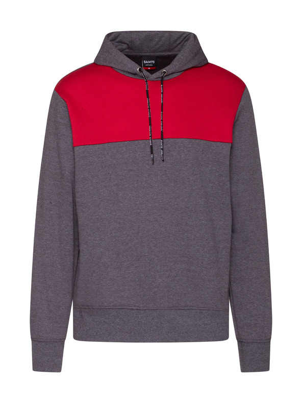 Sam 73 Červená a sivá pánska mikina s kapucňou SAM 73 August