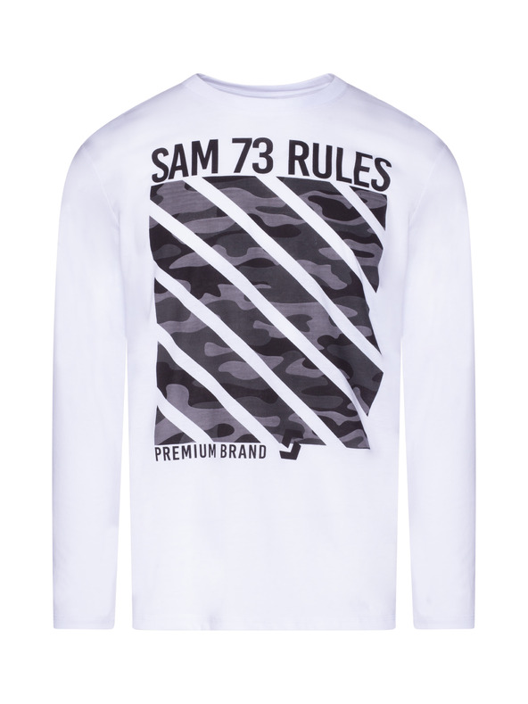 Sam 73 Biele pánske tričko s potlačou SAM 73