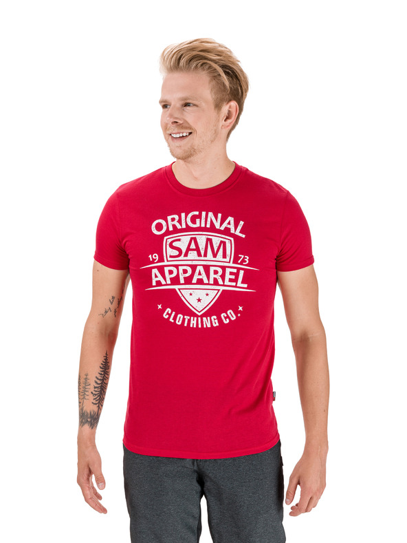 Sam 73 Červené pánske tričko s potlačou SAM 73 Liam
