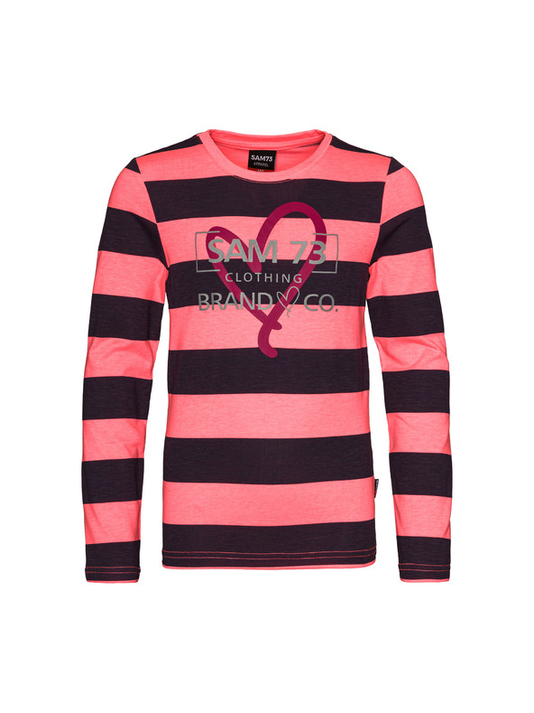 Sam 73 Ružové a sivé dievčenské pruhované tričko SAM 73 Hope