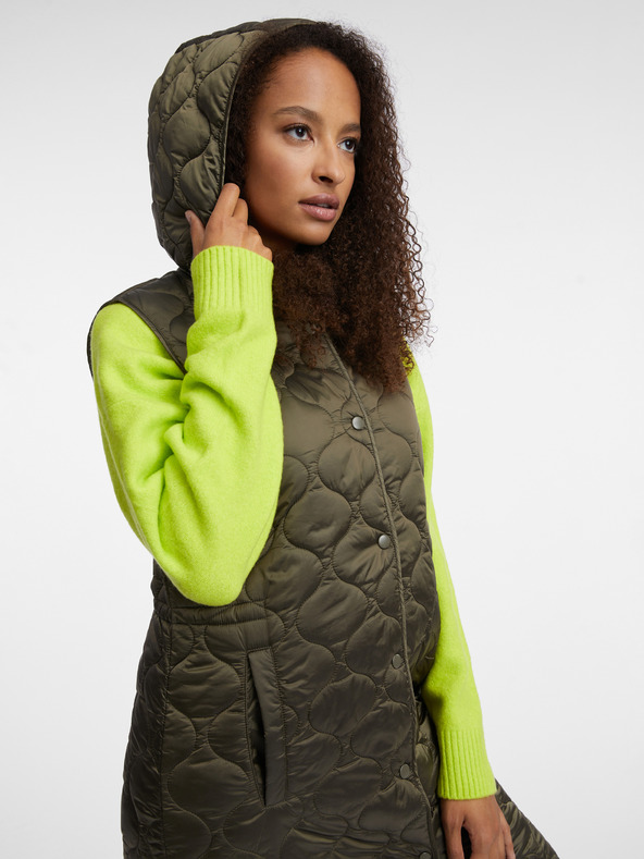 Orsay Kaki dámska dlhá prešívaná vesta ORSAY