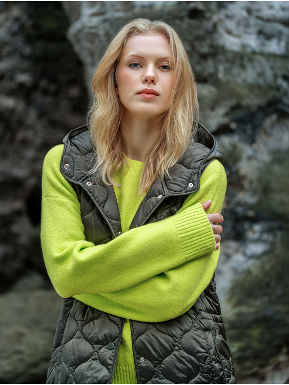 Orsay Kaki dámska dlhá prešívaná vesta ORSAY