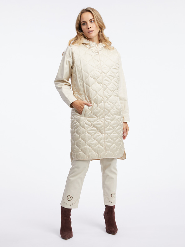 Orsay Béžová dámska dlhá prešívaná vesta ORSAY