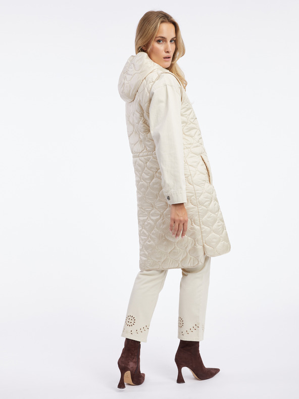 Orsay Béžová dámska dlhá prešívaná vesta ORSAY