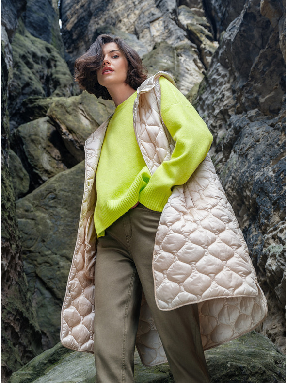 Orsay Béžová dámska dlhá prešívaná vesta ORSAY