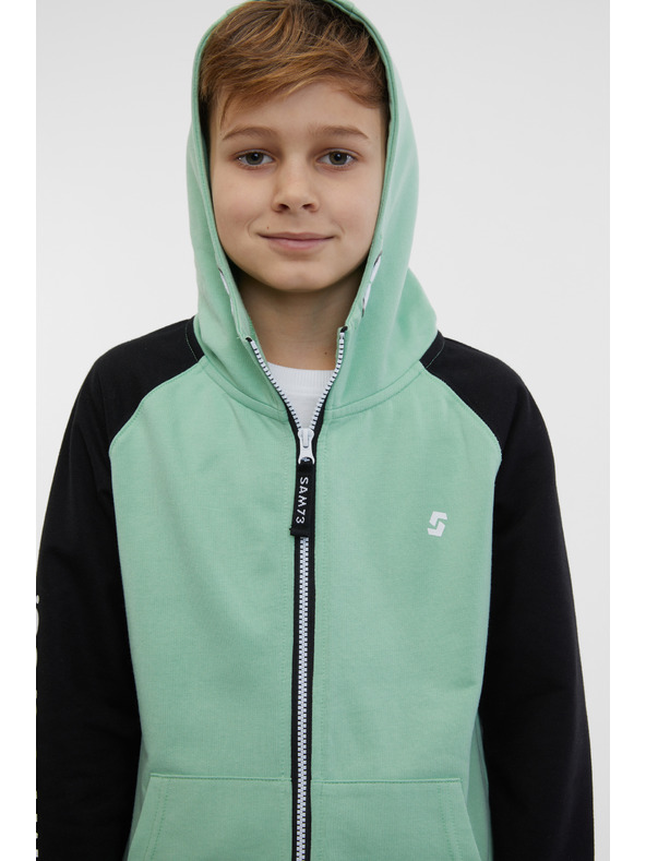 Sam 73 Čierno-zelená chlapčenská mikina SAM 73 Next